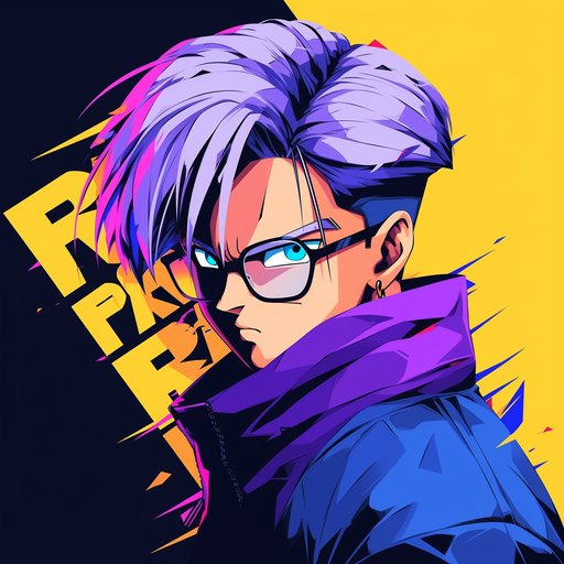 Trunks from Dragonball in a vibrant pop art style pfp.