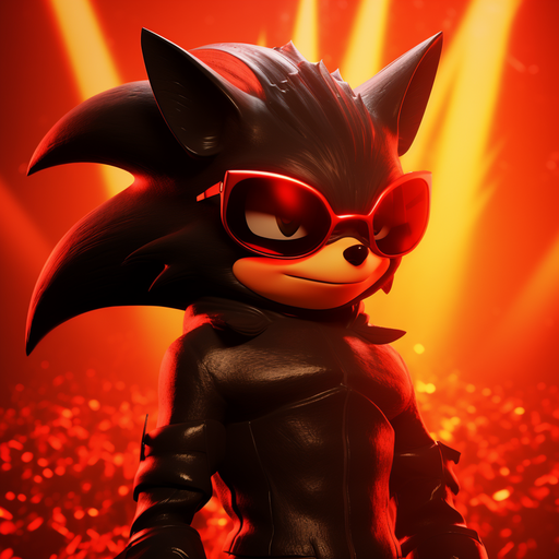Confident shadow character in a vivid red acid color, drawn in a Disney-style artwork.