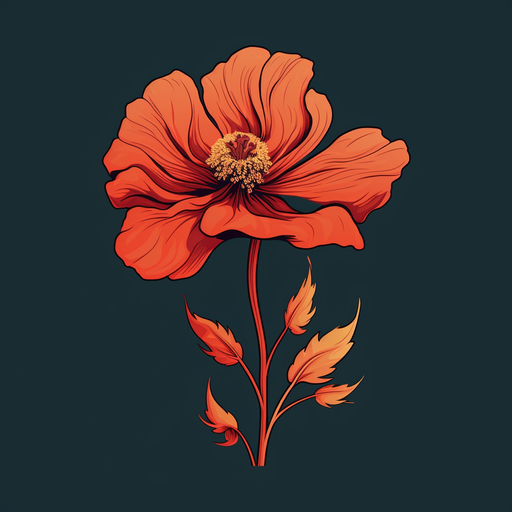Minimalist vector illustration of a flower in a nature-inspired aesthetic.