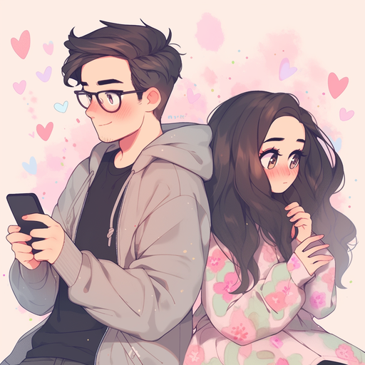 Aesthetic couple pfp featuring a cute design in pastel colors.