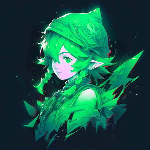 Green monochrome portrait of Venti, a character from Genshin Impact.