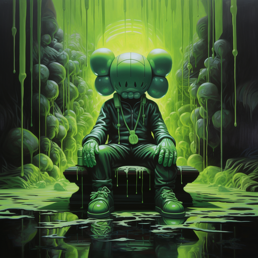 Green KAWS-inspired profile picture.