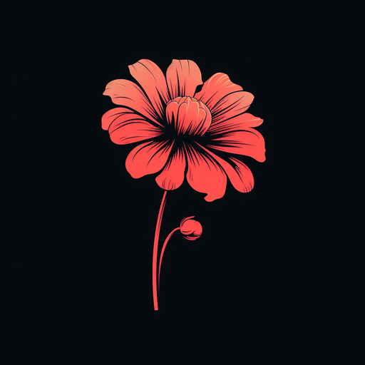 A minimalistic vector illustration of a flower in an aesthetic style.
