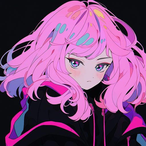 Anime-style artwork of a tired character with colorful hair and a serene expression.