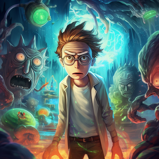 Rick and Morty characters in a colorful and dynamic profile picture.