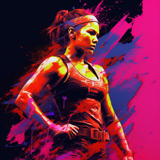 Glitched portrait of Ronda Rousey.