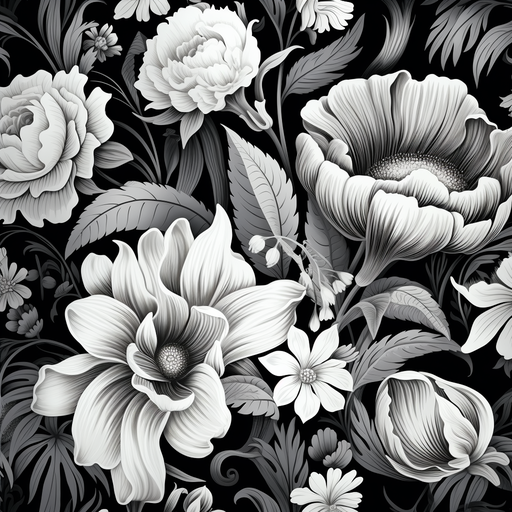 Black and white floral pattern pfp design