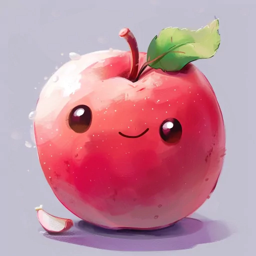 Illustration of a smiling red apple with a cute face, intended as a playful avatar or profile picture.