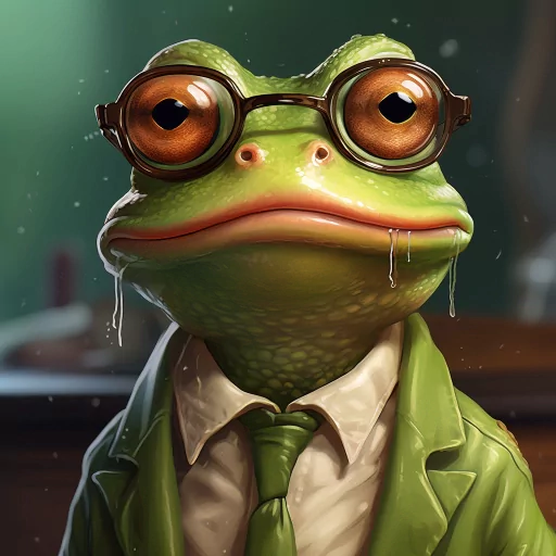 Stylish frog avatar with glasses and green jacket for profile picture use.
