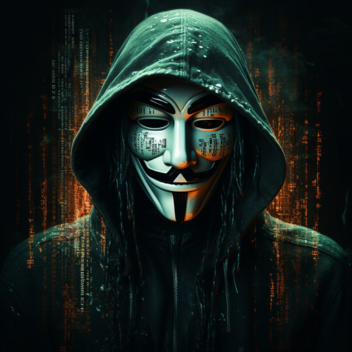 Revolutionary mask in binary code and matrix style.