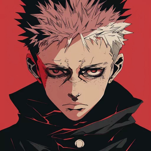 Stylized Jujutsu Kaisen anime avatar featuring a character with spiky hair and intense gaze for use as a profile picture.