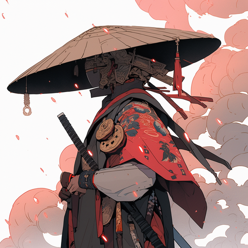 Samurai with vibrant maximalist design.