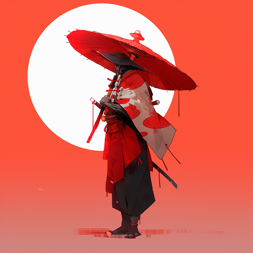 Minimalist depiction of a Japanese samurai.
