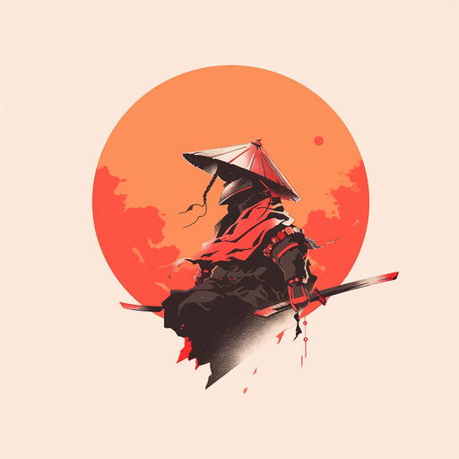 Minimalist samurai artwork.
