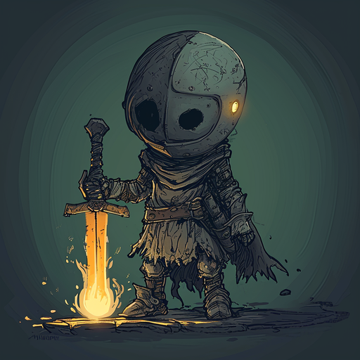 Cartoonized Dark Souls character wearing epic armor.