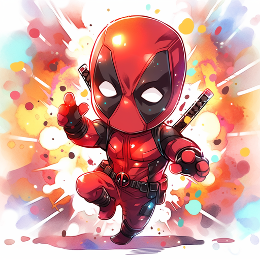Chibi Deadpool with a mischievous expression.