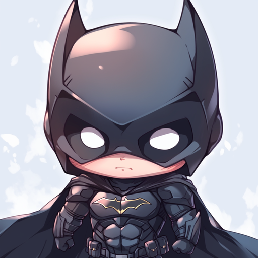 Closeup of a chibi anime-style Batman pfp.