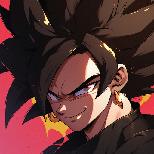 Smiling Goku Black with black hair.