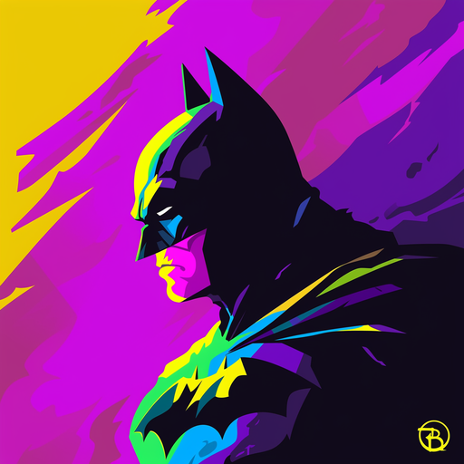 Minimalist Batman profile picture with vivid colors on a niji background.