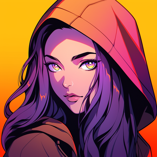 Digital artwork of a colorful female character with a vibrant portrait.
