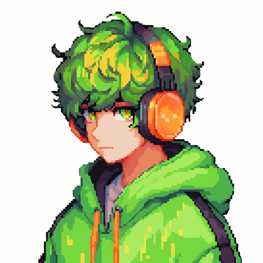 Anime boy with pixel art style pfp.