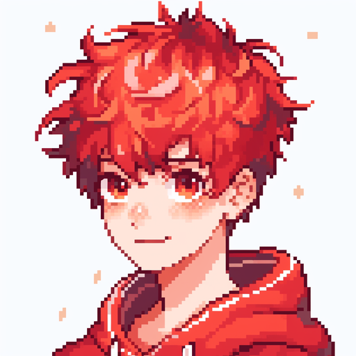 Anime boy with pixel art style.