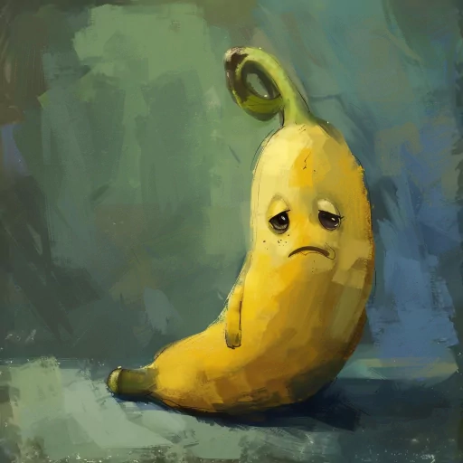 Illustration of a cartoon banana with a cute, expressive face for a quirky profile picture.