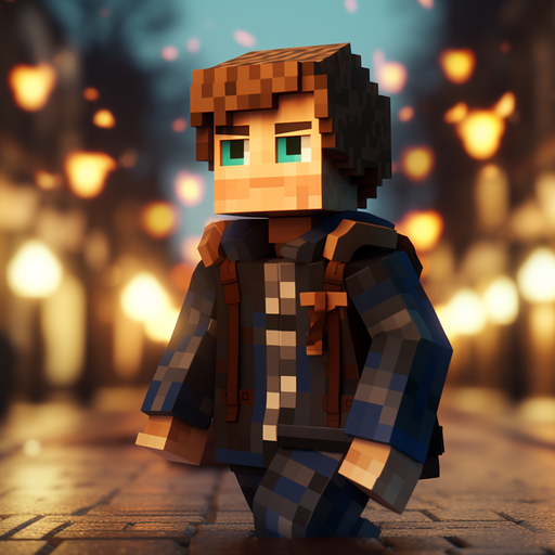 Minecraft Steve character with a cinematic blur effect.