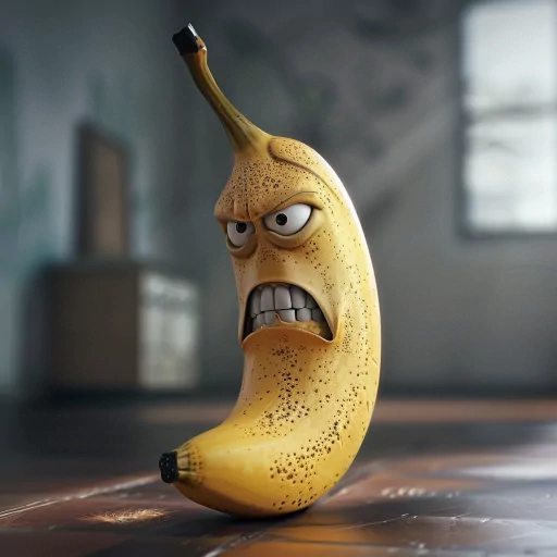Angry banana cartoon character profile picture/avatar with expressive face.