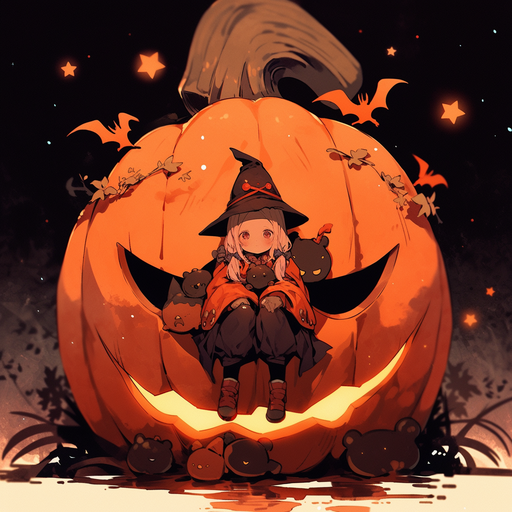 Halloween-themed profile picture: A little girl with a pumpkin head.
