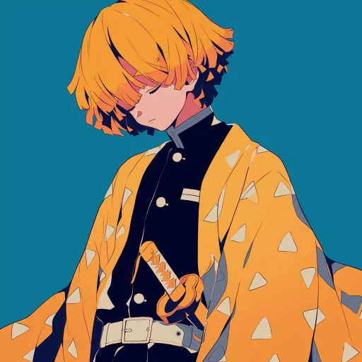 Illustration of a Zenitsu avatar for a profile picture, featuring the character in his iconic yellow and black haori with downcast eyes.