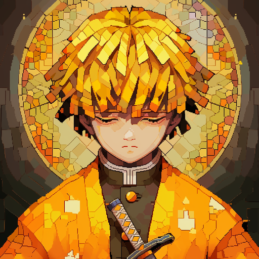Zenitsu Agatsuma profile picture in glass mosaic style.