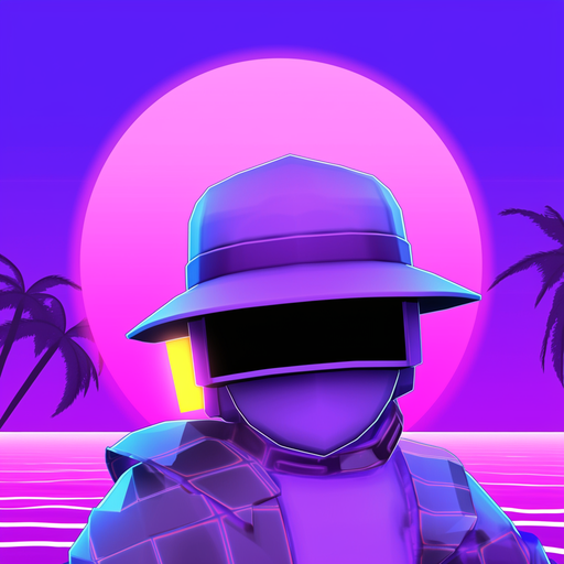 Retrowave-themed Roblox profile picture.