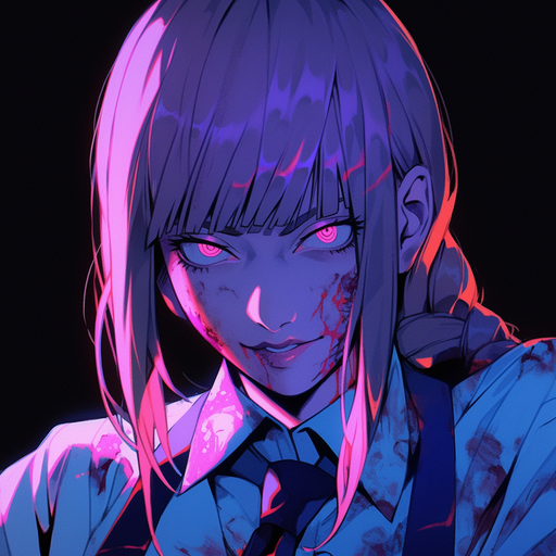 A portrait of Makima from Chainsaw Man anime wearing a pfp.