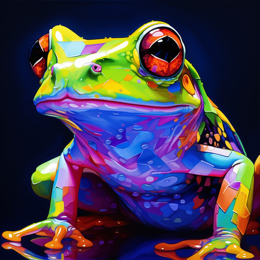 Colorful frog profile picture with tetradic colors.