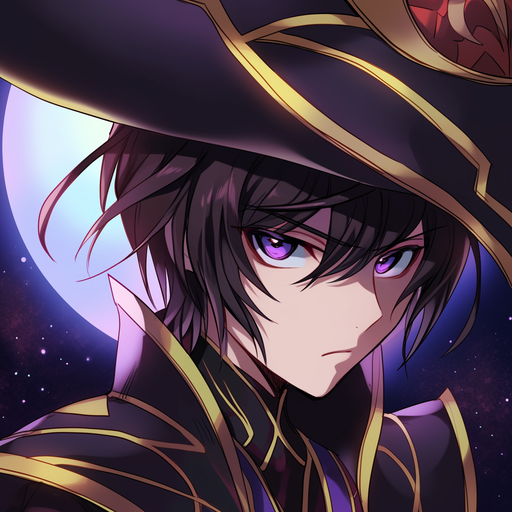 Lelouch Lamperouge against a moonlit background.