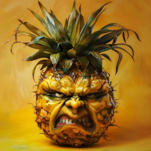 Angry pineapple character avatar with expressive face on yellow background.