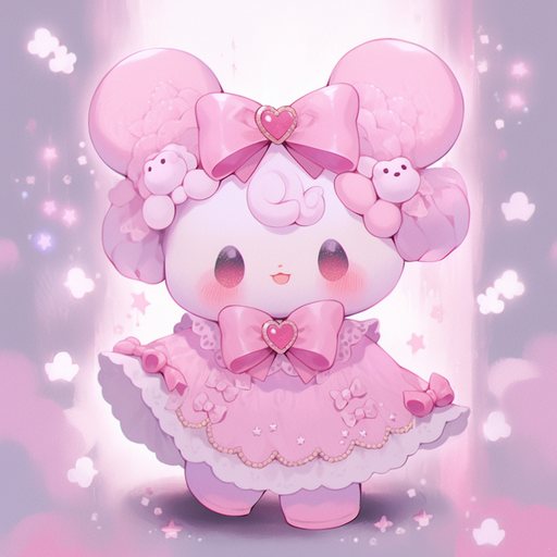 My Melody in a colorful, aesthetic, cartoon-style representation.