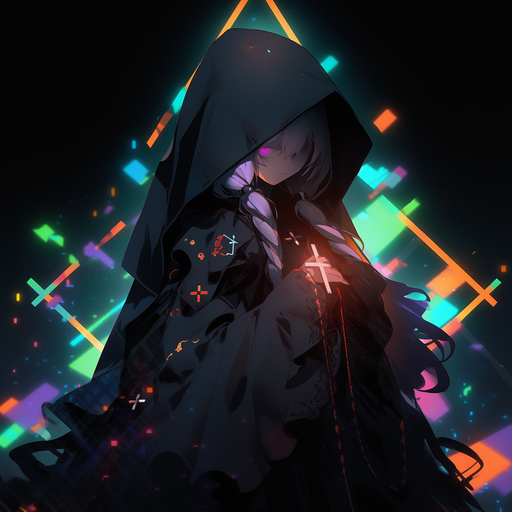 Dark anime-themed profile picture showcasing ethereal geometry in black.