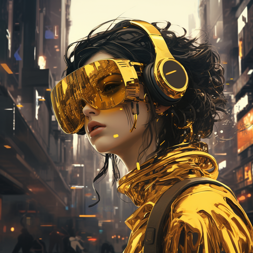 Golden cyberpunk portrait.