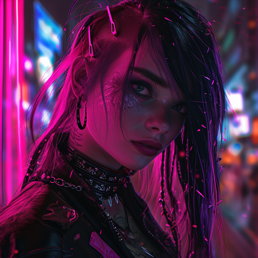 Cyberpunk-inspired profile picture of an emo girl.