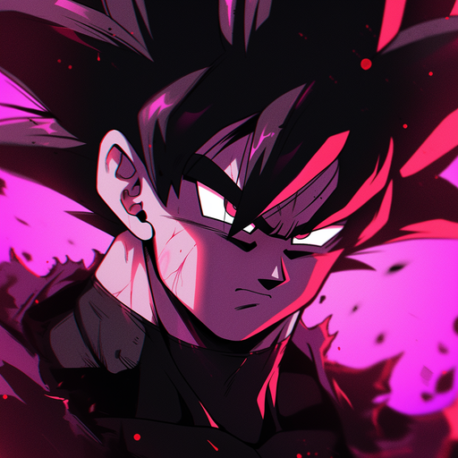 Goku Black with a dark aura and glowing red eyes.