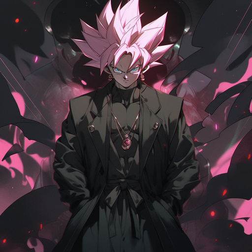 Goku Black, a character from Dragon Ball, wearing a dark outfit with a menacing expression.