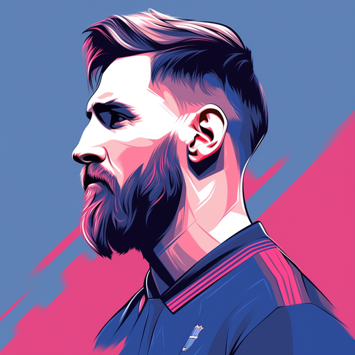 Lionel Messi in minimal line art style.
