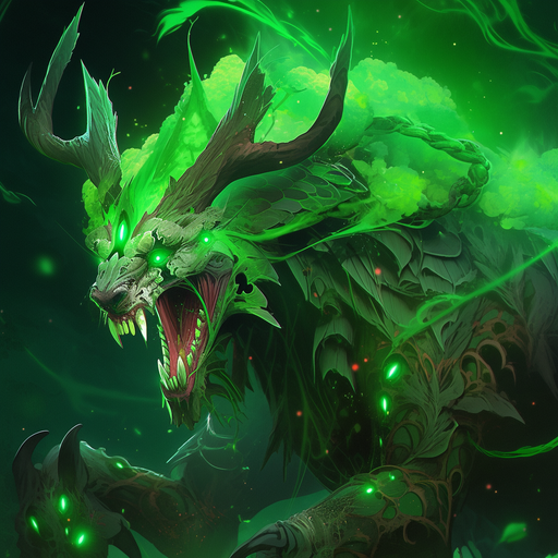 Demoniac green creature in epic monster profile picture (PFP).