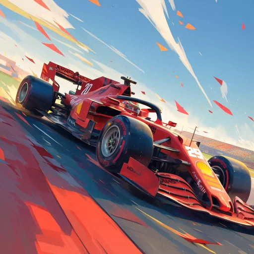 Dynamic Formula 1 racing car avatar with vibrant speed motion effects for a profile photo.