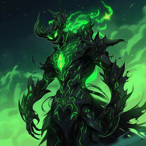 Green demoniac creature with an epic monster vibe.