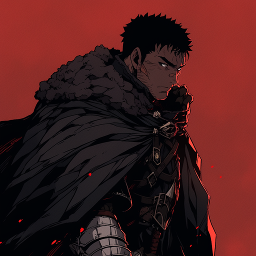 Mysterious warrior with a large weapon and dark apparel.