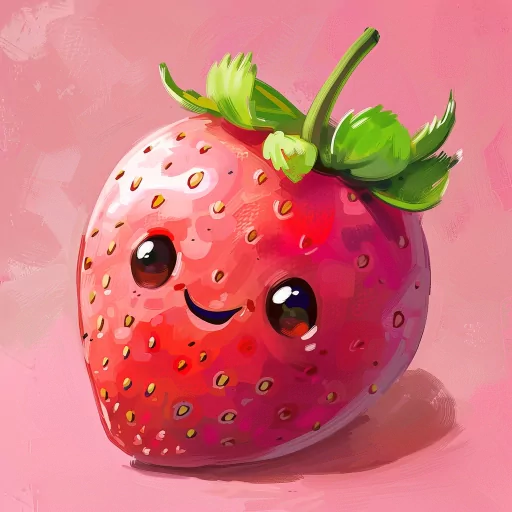 Happy strawberry cartoon character avatar with a cute smile, ideal for a joyful profile photo.