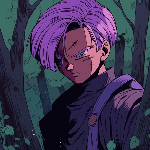 Purple monochrome Trunks profile picture with stylized design.